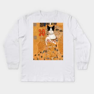 Klimt Cat Portrait Kids Long Sleeve T-Shirt